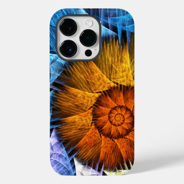 Coques Case-Mate iPhone Floral Orange Bleu Jaune Art Abstrait (Verso)