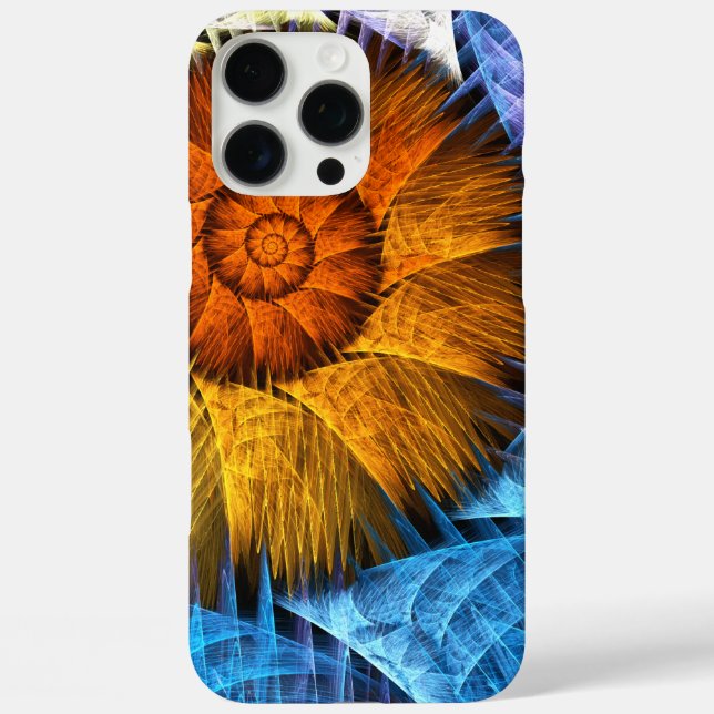 Coques Case-Mate iPhone Floral Orange Bleu Jaune Art Abstrait (Verso)