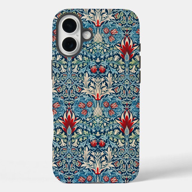 Coques Case-Mate iPhone Floral pattern on green leaves blue background (Verso)