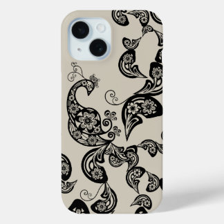 Coque Pour iPhone 15 Floral Peacock Boho Vintage Déco Casing