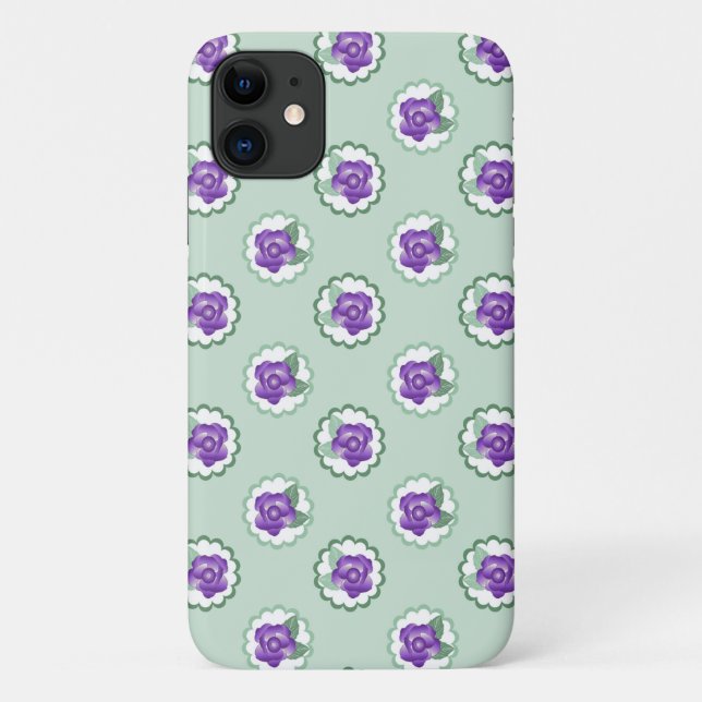 Coques Case-Mate iPhone Floral pourpre Simple Motif Calico Moderne (Dos)