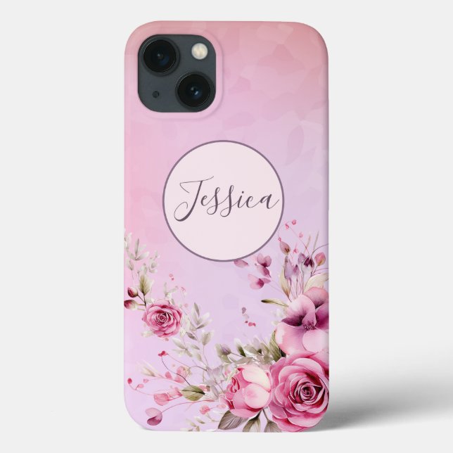 Coques Case-Mate iPhone Floral rose customisé (Verso)