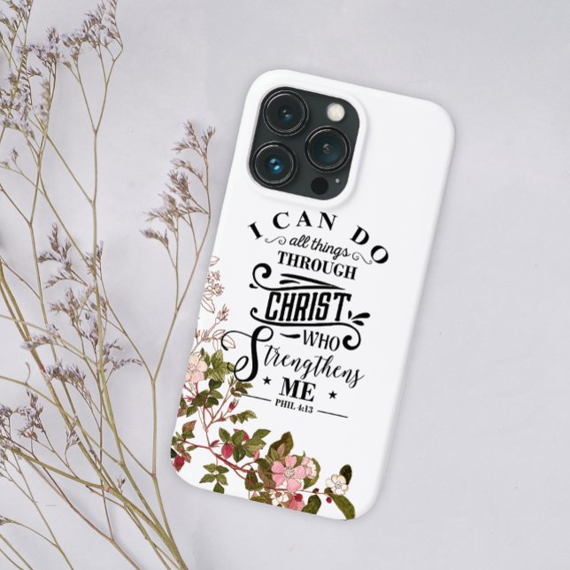 Coques Case-Mate iPhone Floral Rose Je Peux Faire Tout Par Christ (Créateur téléchargé)