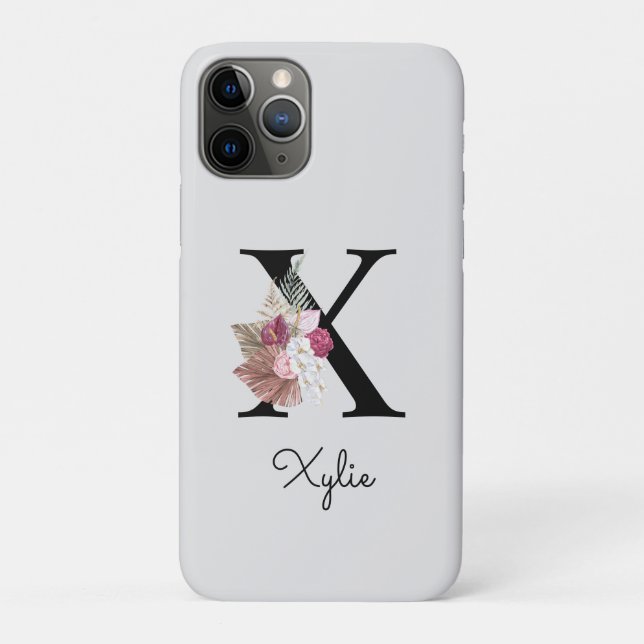 Coques Case-Mate iPhone Floral rose monogramme X initial (Dos)