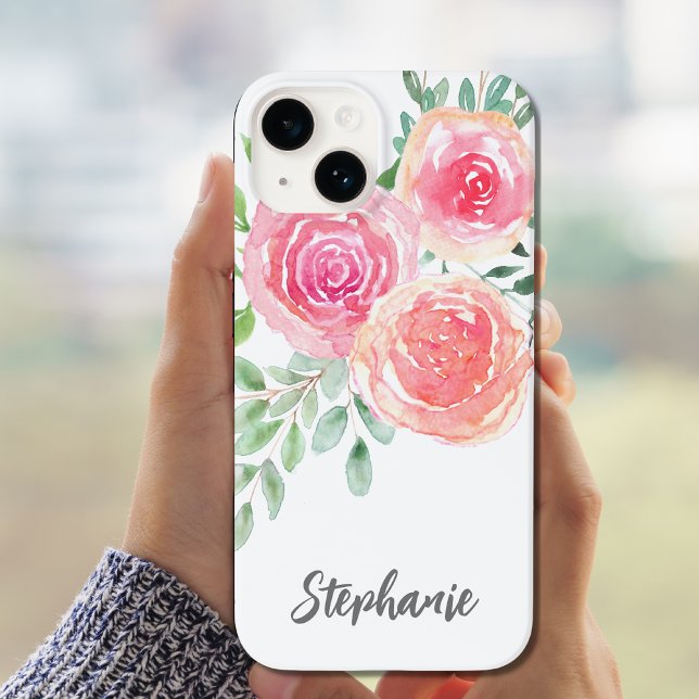 Coques Case-Mate iPhone Floral rose personnalisé (Créateur téléchargé)