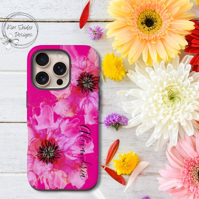 Coques Case-Mate iPhone Floral rose vif Personnalisé (Créateur téléchargé)