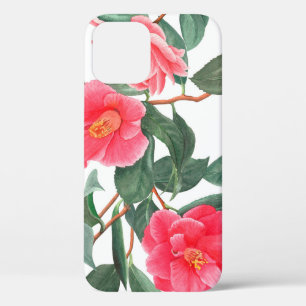 Case-Mate iPhone Case Floral sans couture motif, fleurs de camélia roug