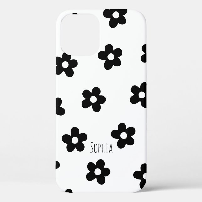 Coques Case-Mate iPhone Floral tendance Printemps chic noir et blanc (Verso)
