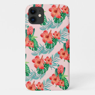 Case-Mate iPhone Case Floral Tropical Rouge sur Baby Pink