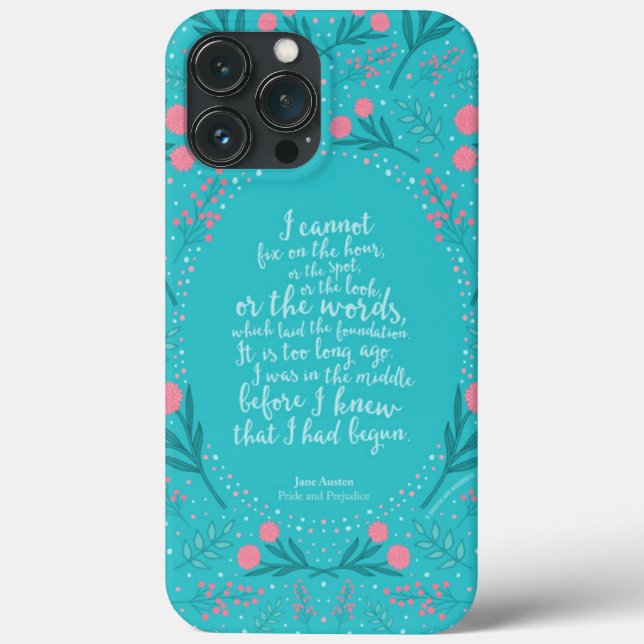 Coques Case-Mate iPhone Floral turquoise et rose Jane Austen Fierté et pré (Verso)