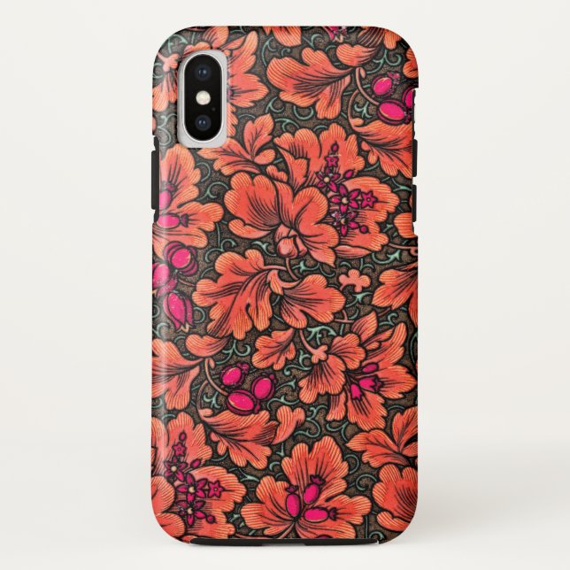 COQUES Case-Mate iPhone FLORAL/ VERMILLION, ROSE, VERT & BROWN (Dos)