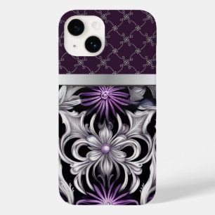 Coque Case-Mate iPhone Floral Victorien violet noir argenté