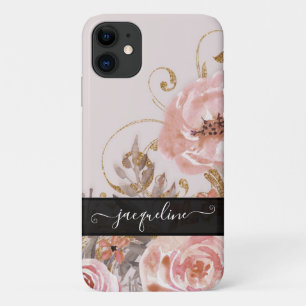 Case-Mate iPhone Case Floral Vintage Rose or Elegant Aquarelle Noir