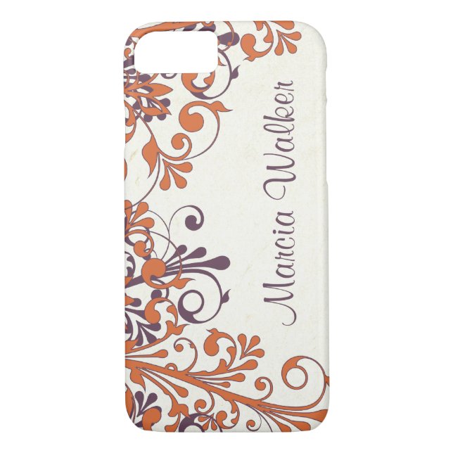 Coques Case-Mate iPhone Floral violet orange personnalisé (Dos)