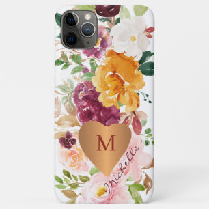 Case-Mate iPhone Case Florale rustique colorée monogrammée en aquarelle