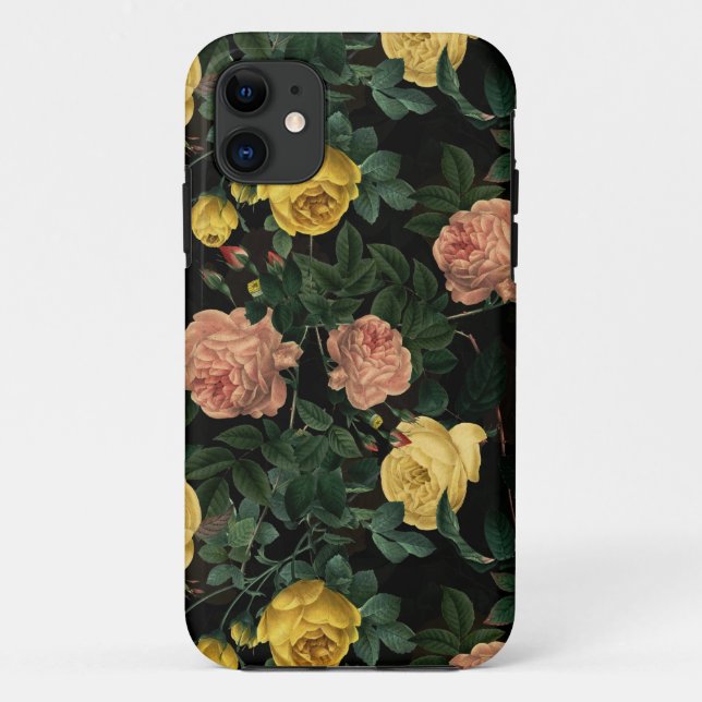 Coques Case-Mate iPhone Florales Moody foncé Antique Redouté Rose (Dos)