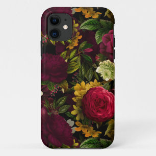 Case-Mate iPhone Case Florales Moody violet foncé Fleur d'antiquité Noir