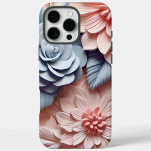 Coque iPhone 16 Pro Max Flore 3-D Rose Et Bleue
