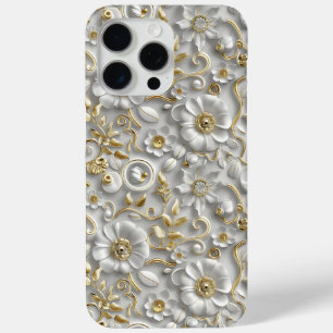 Coque Case-Mate iPhone Flore 3D décorative en or blanc