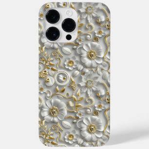 Coque Case-Mate iPhone Flore 3D décorative en or blanc