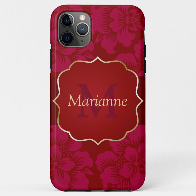 Coques Case-Mate iPhone Flore asiatique rouge et or personnalisé (Dos)