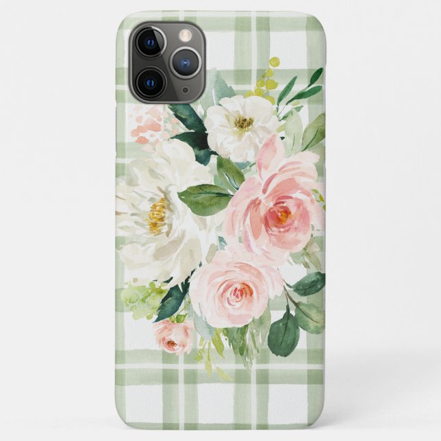 Coques Case-Mate iPhone Flore blanche rose rose pâle du Shabby vert clair (Dos)