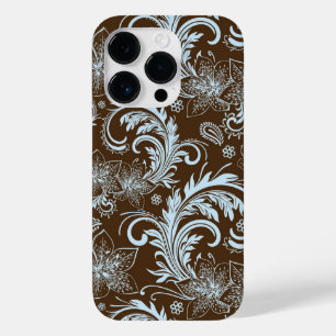 Coque Case-Mate iPhone Flore Bleu Clair Sur Brown