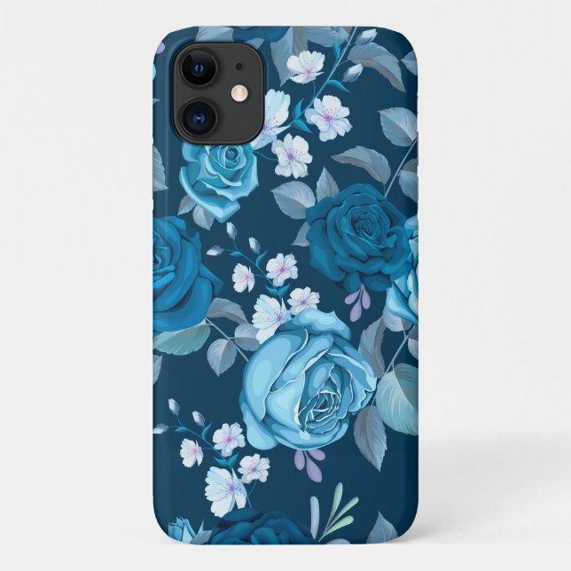 Coques Case-Mate iPhone Flore bleu classique (Dos)