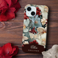 Flore chic élégant avec nom personnalisé/monogramm
