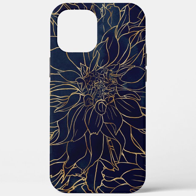 Coques Case-Mate iPhone Flore dorée et bleu Dahlia (Verso)