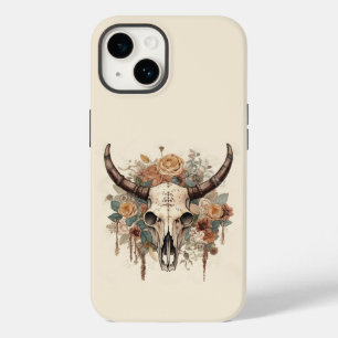 Coque Case-Mate iPhone Flore du crâne du Boho occidental