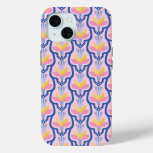 Coque Case-Mate iPhone Flore géométrique rose et bleu