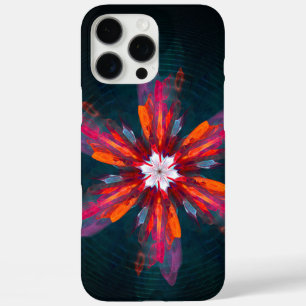 Coque iPhone 16 Pro Max Flore Mandala Flowers Orange Red Blue Abstract