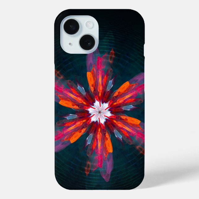 Coques Case-Mate iPhone Flore Mandala Flowers Orange Red Blue Abstract (Verso)