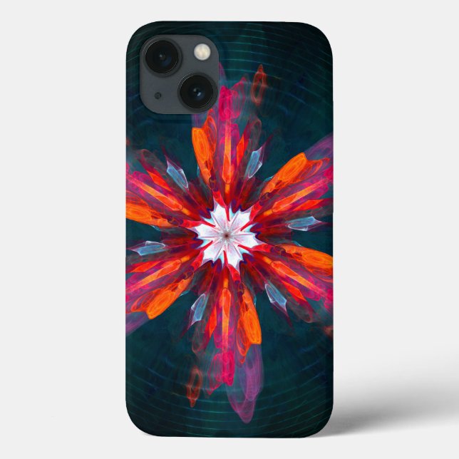 Coques Case-Mate iPhone Flore Mandala Flowers Orange Red Blue Abstract (Verso)