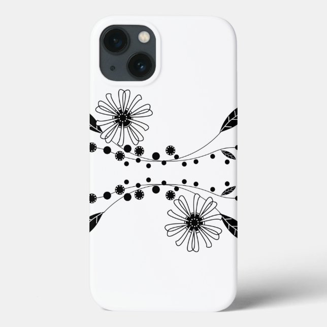 Coques Case-Mate iPhone Flore noire et blanche (Verso)