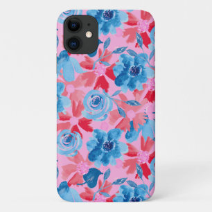 Case-Mate iPhone Case Flore peinte à la main en rouge bleu et rose