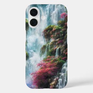 Coque Pour iPhone 16 Flore rose verte de la cascade du printemps