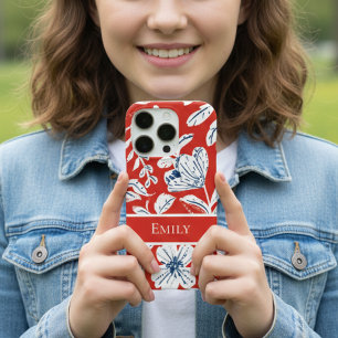 Coque iPhone 16 Pro Flore rouge