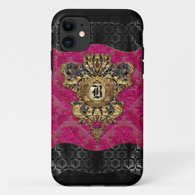 Coques Case-Mate iPhone Florendyne Elegant Damask Monogramme (Dos)
