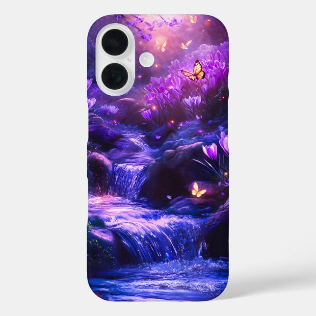 Coques Case-Mate iPhone Flores en cascade de lavande de minuit (Verso)