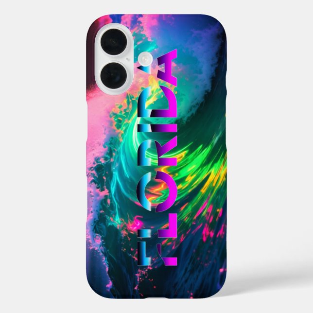 Coques Case-Mate iPhone Floride – Vibes de vague néon (Verso)