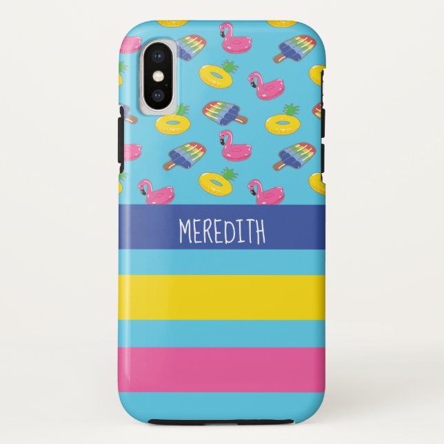 Coques Case-Mate iPhone Flottes de piscine personnalisées en forme de bleu (Dos)