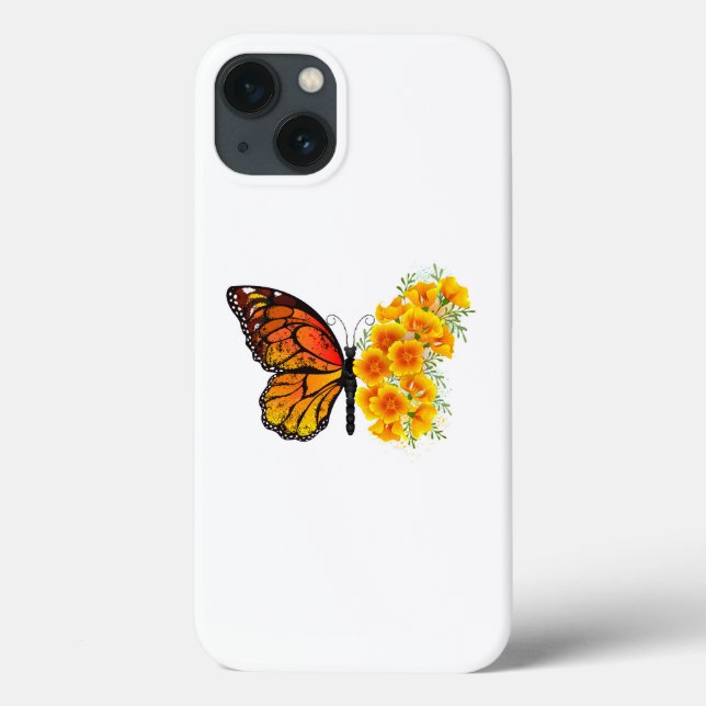 Coques Case-Mate iPhone Flower Butterfly with Yellow California Poppy (Verso)