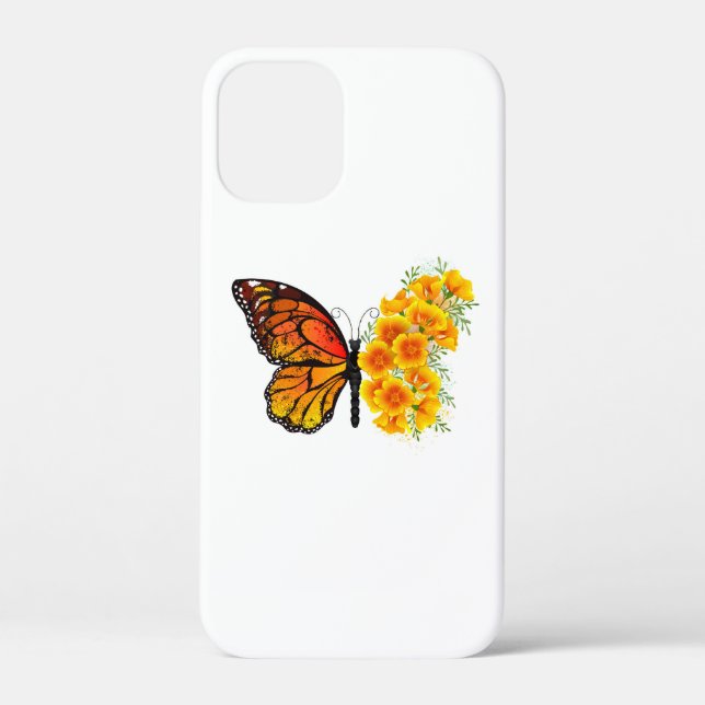 Coques Case-Mate iPhone Flower Butterfly with Yellow California Poppy (Verso)
