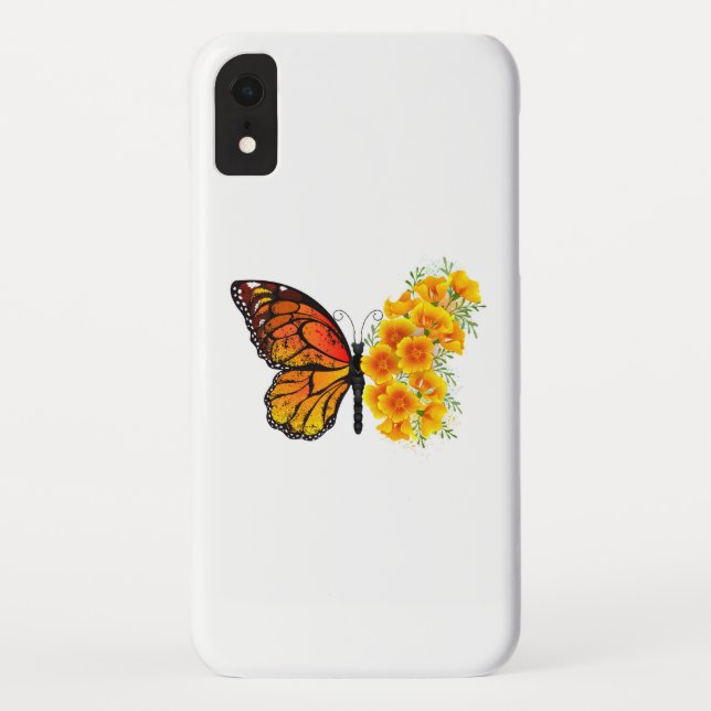 Coques Case-Mate iPhone Flower Butterfly with Yellow California Poppy (Dos)