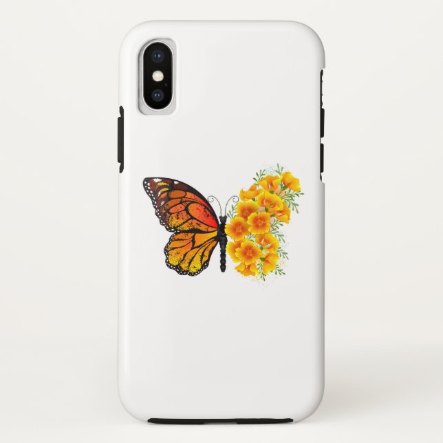 Coques Case-Mate iPhone Flower Butterfly with Yellow California Poppy (Dos)