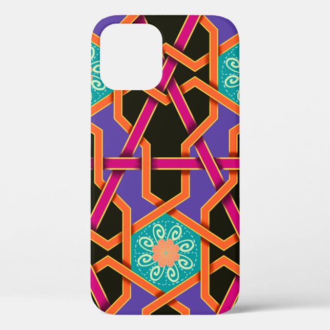 Coques Case-Mate iPhone Flower green orange et violet ethnie géométrique n (Verso)