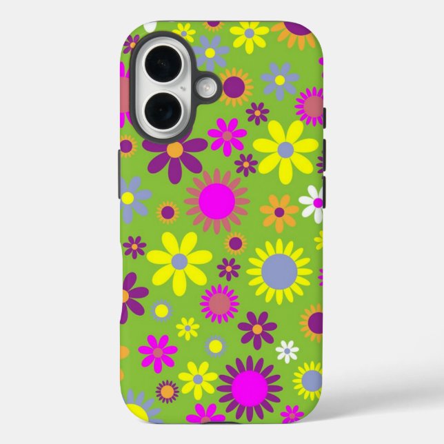 Coques Case-Mate iPhone Flower Power Bright Green (Verso)