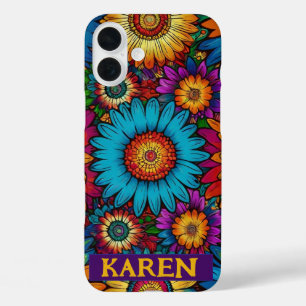Coque Pour iPhone 16 Plus Flower Power Psychedelic Retro 60s Hippie Cadeau